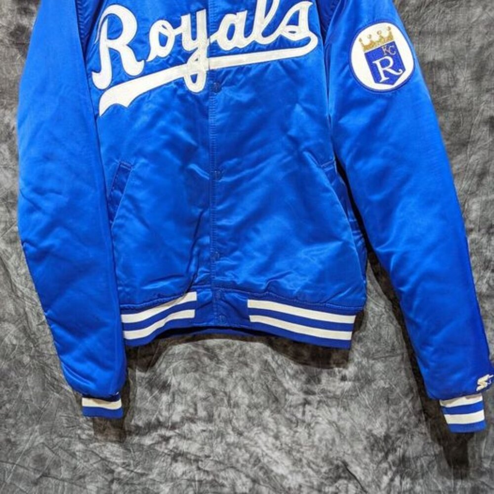 MLB Royals Blue Starter Satin Bomber Jacket